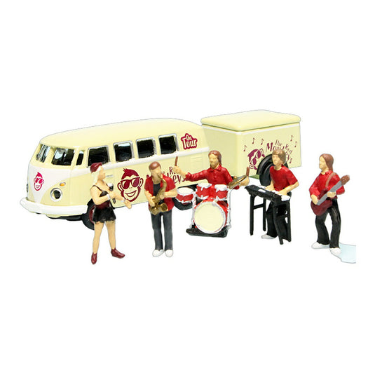 VWフォルクスワーゲン T1 Bulli ツアーバス トレーラー付き The Red Monkeys / Schuco 1/87 ミニカー