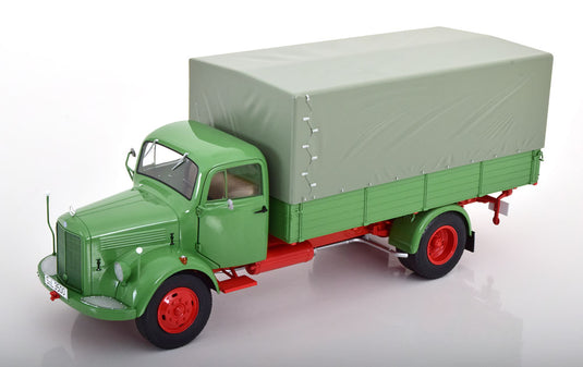 Mercedesメルセデス L3500 ピックアップ キャンバストップ付 グリーンレッドグレー / Schuco 1/18 ミニカー
