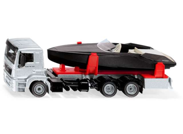 MAN トラック モーターボート付き レッドブラック/Siku 1/50ミニカー