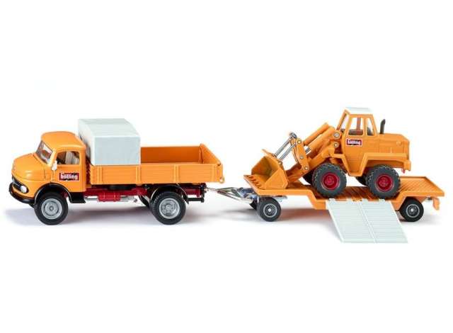 1/50 Mercedes Benz 710 Truck with Kramer 411 Wheel Loader, orange/Siku 1/50ミニカー