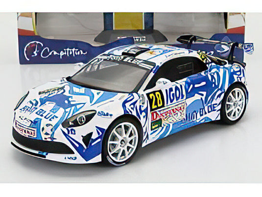 RENAULT  A110 ALPINE (night version) N 28 RALLY DU VAR 2021 P.DELECOUR  S.DE CASTELLI  WHITE BLUE/SOLIDO 1/18ミニカー