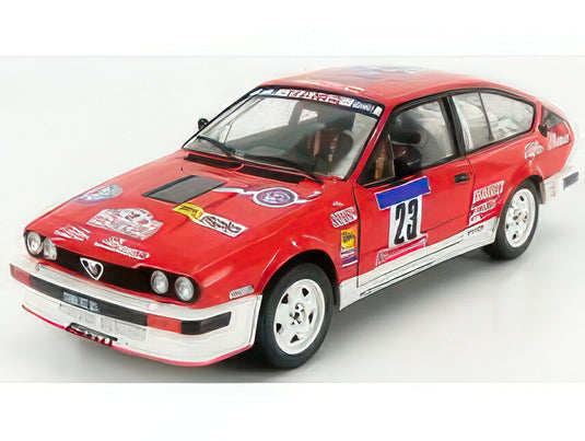 ALFA ROMEO ALFETTA GTV6 N 23 RALLY TOUR DE CORSE 1985 Y.LOUBET J.B.VIEU RED WHITE/SOLIDO 1/18ミニカー