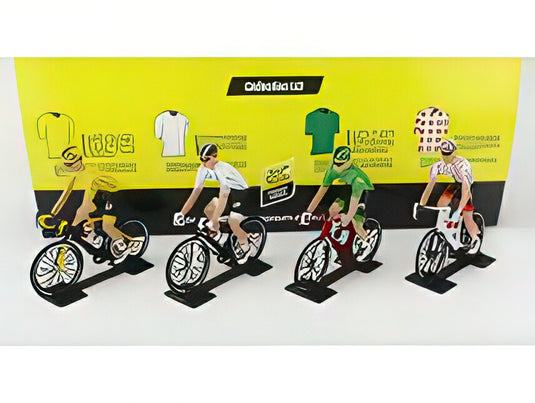 FIGURES  SET 4X CICLISTA  CYCLIST  MAGLIA GIALLA  YELLOW JERSEY  MAGLIA A POIS  POIS JERSEY  MAGLIA VERDE  GREEN JERSEY  MAGLIA BIANCA  WHITE JERSEY  TOUR DE FRANCE 2022  VARIOUS/SOLIDO 1/18ミニカー