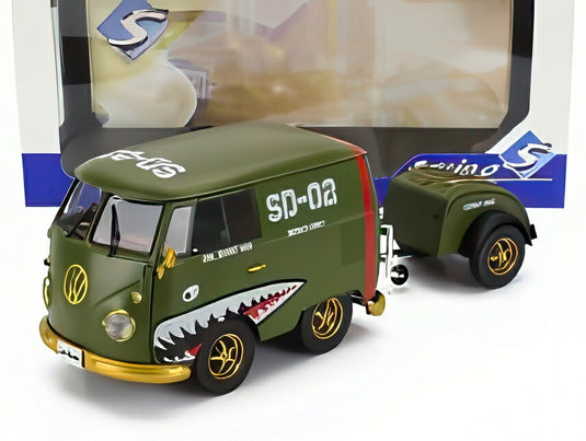 フォルクスワーゲン - T1 バン クール コンビ トレーラー付 1950 - グリーン/ SOLIDO 1/18 ミニカー