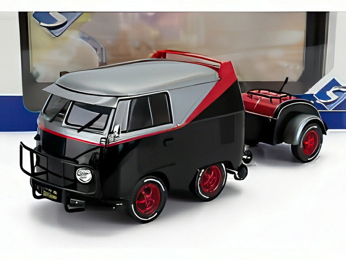 VOLKSWAGEN T1 バン トレーラー付 1950 ブラック シルバー レッド/ SOLIDO 1/18 ミニカー