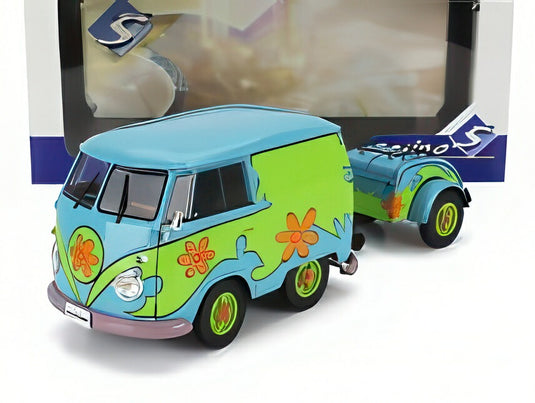 VOLKSWAGEN T1 バン Kool Kombi ゴーストハンターズマシン トレーラー付き 1950 ブルー/グリーン/ SOLIDO 1/18 ミニカー