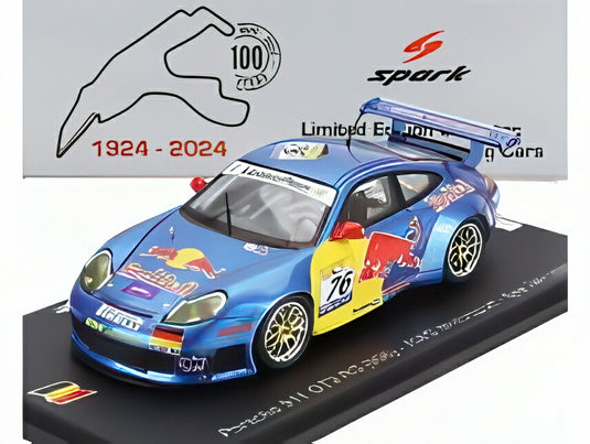 ポルシェ - 911 996 GT3 R チームRWSモータースポーツ N76 スパ24時間2002 ルカ・リッチテリ - ディーター・クエスター - フィリップ・ピーター - トト・ウルフ - ブルーイエローレッド  / Spark 1/43 ミニカー