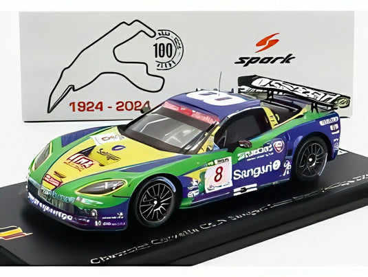CHEVROLET コルベット C6.R Z06 サングアリ ブラジル N 8 エンリケ ベルノルディ ザビエル マーセン ロベルト ストレイト スパ 2009 ブルー グリーン イエロー/ Spark 1/43 ミニカー