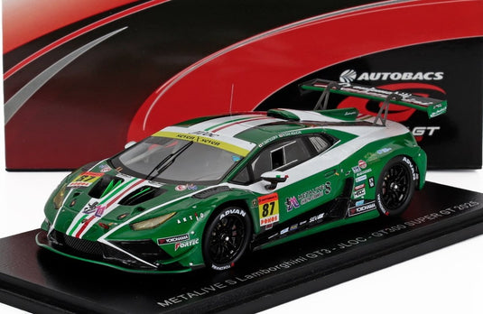 LAMBORGHINI HURACAN GT3 EVO 2 N87 SUPER GT GT300 2025 松浦孝亮 坂口夏月 グリーンメタリックホワイト/ Spark 1/43 ミニカー