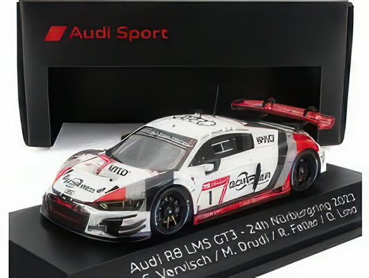 AUDI R8 LMS GT3 TEAM AUDI SPORT SCHERER PHX N 1 24h NURBURGRING 2023 MATTIA DRUDI RICARDO FELLER DENNIS LIND FREDERIC VERVISCH WHITE RED/SPARK-MODEL 1/43ミニカー