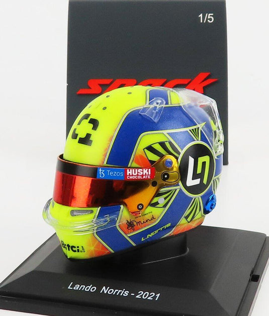 Lando Norris ランド・ノリス 2021 ヘルメット MCL35 McLarenマクラーレン No.4 イエロー / Spark 1/5 ミニカー
