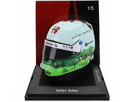 ベルヘルメット - F1 カスコ ヘルメット アルファロメオ C43 チーム ステーキ No.24 2023年 カナダGP 周冠宇 - ホワイト グリーン/ Spark 1/5 ミニカー