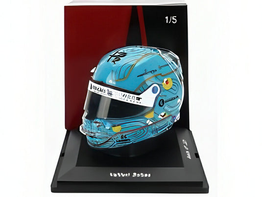 BELL HELMET F1 ヘルメット アルファロメオ C43 ステーク N 77 バルテリ ボッタス ベルギーGP 2023 ライトブルー/ Spark 1/5 ミニカー