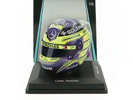 BELL HELMET ヘルメット F1 ルイス・ハミルトン チーム メルセデス AMG ペトロナス モータースポーツ フォーミュラワン N 44 優勝 イギリスGP 2024 パープル イエロー/ Spark 1/5 ミニカー