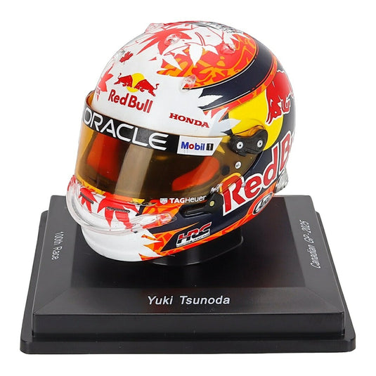 BELL HELMET F1 2025 No.22 ORACLE RED BULL RACING YUKI TSUNODA CANADA GP (100th GP) WHITE GOLD / Spark 1/5 ミニカー