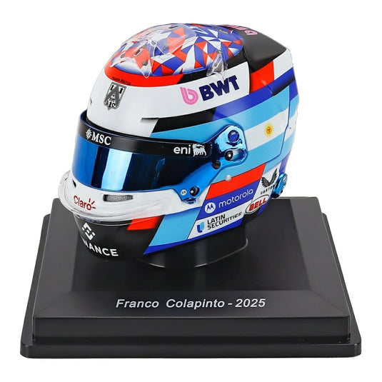 BELL HELMETベルヘルメット CASCO HELMET F1 2025 TEAM BWT ALPINEアルピーヌ No.43 FRANCO COLAPINTO ホワイト ブルー  / Spark 1/5 ミニカー