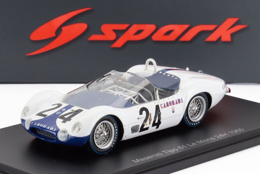 MASERATI TIPO 61 2.9L S4 SPIDER TEAM CAMORADI USA N 24 24h ル・マン 1960 M.GREGORY ホワイト ブルー / Spark 1/43 ミニカー