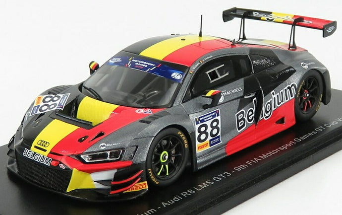 AUDI R8 LMS チーム ベルギー N 88 FIA モータースポーツ ゲームズ 2019 L.マキールス N.ヴェルドンク ブラック レッド イエロー/ Spark 1/43 ミニカー