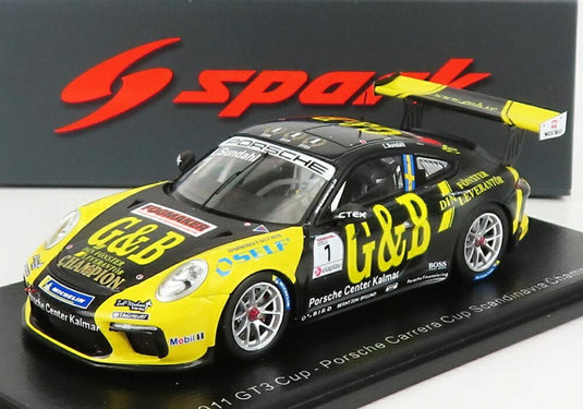 PORSCHE 911 991-2 GT3 CUP N 1 PORSCHE カレラカップ チャンピオン 2020 L.スンダール ブラック イエロー/ Spark 1/43 ミニカー