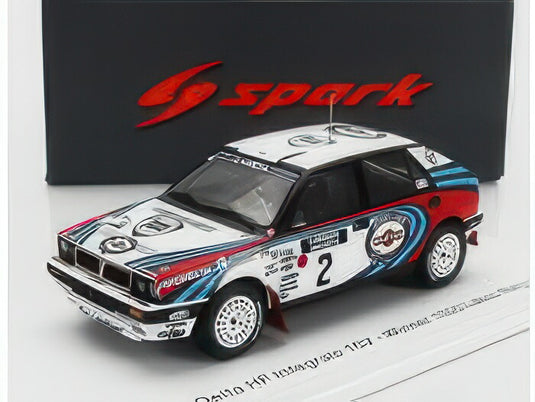 LANCIA デルタ HF インテグラーレ 16V マルティーニ・レーシングチーム 2号車 1991年1000湖ラリー優勝 ドライバー:ユハ・カンクネン/ユハ・ピーローネン ホワイト/レッド/ブルー/SPARK 1/43ミニカー