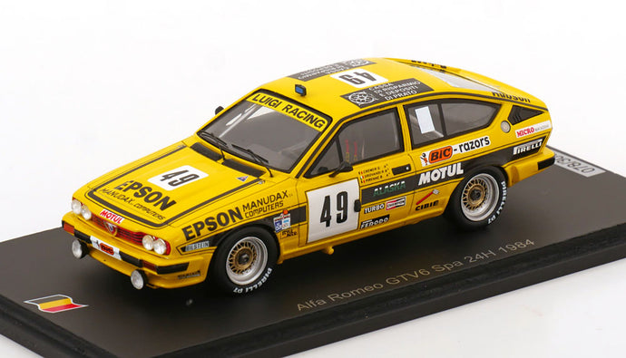 アルファロメオ GTV6 No 49 スパ24時間 1984 Drovandi/Cremer/Pirenne 300台限定/ Spark 1/43 ミニカー