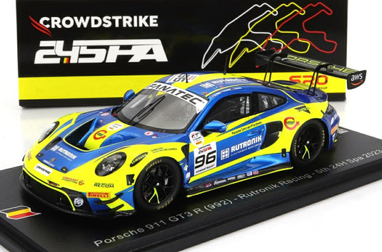 【予約】PORSCHE 911 992 GT3 R TEAM RUTRONIK RACING #96 スパ24時間 5位 2023 プレイニング/ハインリヒ/オルセン イエロー/ブルー 300台限定/ Spark 1/43 ミニカー