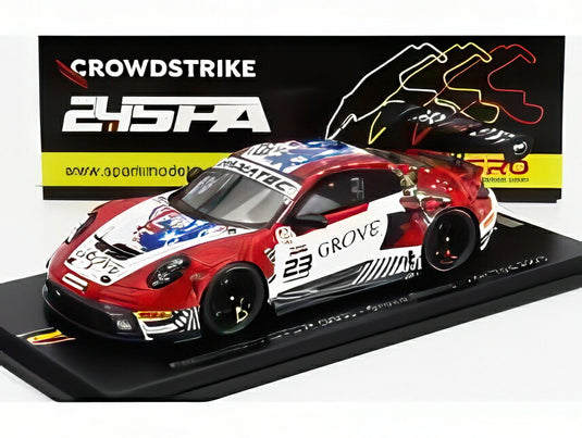 ポルシェ - 911 992 GT3 R チーム グローブレーシング No.23 2023年 スパ24時間 S.グローブ - B.グローブ - A.デ・パスクアーレ - E.バンバー - レッド ホワイト/ Spark 1/43 300台限定ミニカー