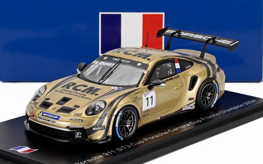 PORSCHE 911 992 GT3 11号車 2024年 PORSCHE CARRERA CUP FRANCE CHAMPION A.GHIRETTI ゴールド/ Spark 1/43 ミニカー