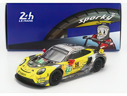 PORSCHE 911 991-2 4.2L RSR-19 チーム フバオート レーシング N 72 ハイパーポール GTPROクラス ル・マン24時間 2021 M.マルティン A.パレンテ D.ヴァントール イエロー グレー/ Spark 1/64 ミニカー