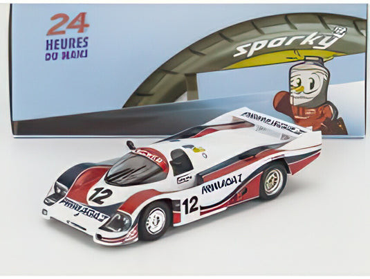 PORSCHE 956 2.6L ツインターボ チーム ポルシェ クレーマー レーシング N 12 ル・マン24時間 1986 ピエール・イベール ヒューバート・シュトリービヒ マックス・コーエン・オリバー ホワイト レッド ブラック/ Spark 1/64 ミニカー
