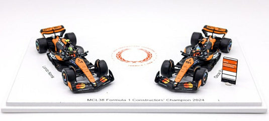 【予約】McLAREN F1 チャンピオンボード コンストラクターズ 2024 2台セット MCL38 L.ノリス O.ピアストリ イエロー グリーン ブラック/ Spark 1/64 ミニカー