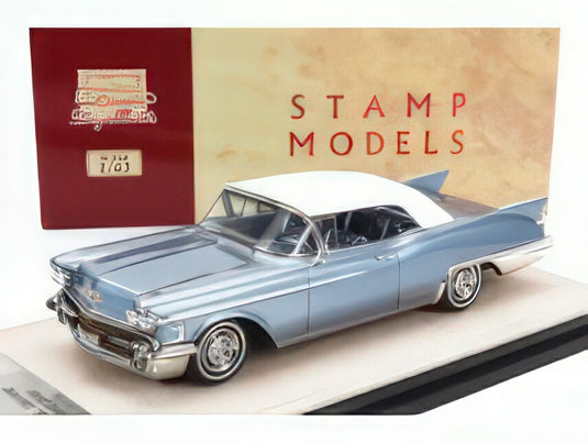 CADILLAC - ELDORADO BIARRITZ RAINDROP CONCEPT CABRIOLET CLOSED 1958 - ARGYLE BLUE IRID WHITE/STAMP-MODELS 1/43ミニカー 99台限定