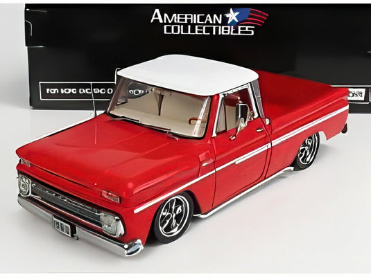CHEVROLET C-10 ピックアップ ローライダー 2ドア 1965 レッド/ホワイト/ Sun Star 1/18 ミニカー