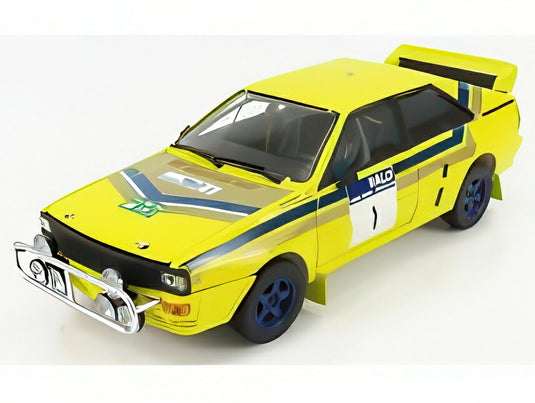 AUDI クワトロ ナイトVer. No.1 1986 香港-北京ラリー 優勝 S.ブロンクビスト イエロー ブルー/ Sun Star 1/18 ミニカー