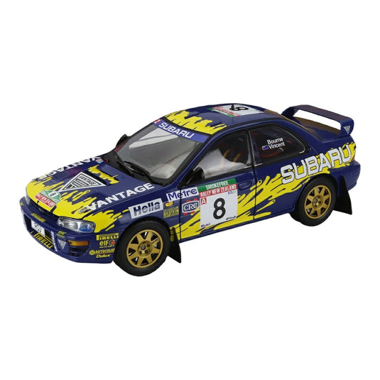 Subaruスバル インプレッサ 555 No.8 ラリーニュージーランド 1997 Peter Bourne Craig Vincent ブルー イエロー 999台限定 / Sun Star 1/18 ミニカー