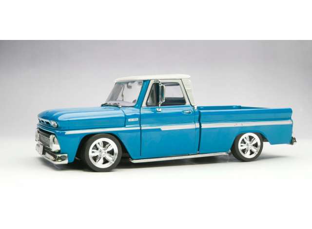 1965 Chevrolet C10 スタイルサイド ピックアップ ローライダー ブルーホワイトルーフ/SunStar 1/18ミニカー