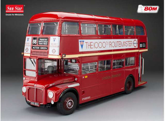 1986 ルートマスター ロンドンバス レッド RM1000 働く車 ミニカー / Sun Star 1/24 ミニカー