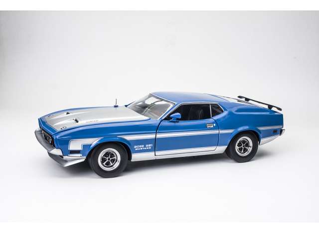 1971 Ford Mustang Boss 351 グラバーブルーホワイト/SunStar 1/18ミニカー
