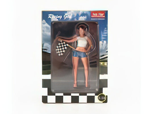 フィギュア RACING GIRL - RAGAZZA CON BANDIERA A SCACCHI - PINK WHITE BLUE /Sunsar 1/18ミニカー