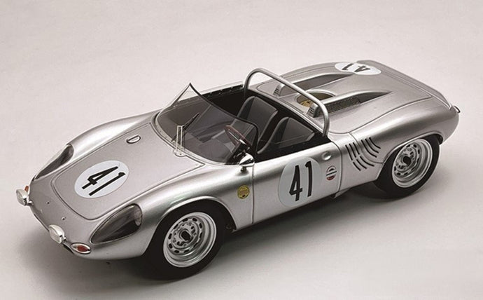 【予約】2026年発売予定PORSCHE 718 WRS スパイダー チーム PORSCHE SYSTEM ENGINEERING 41号車 1964年 セブリング12時間 E.BARTH H.LINGE シルバー/ Tecno 1/18 ミニカー