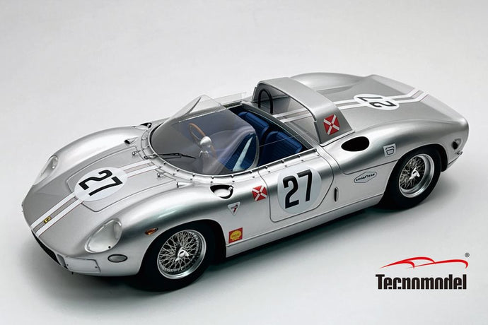 【予約】12月以降発売予定FERRARI 330P 4.0L V12 スパイダー 27号車 セブリング12時間 1965 チャーリー・コルブ ジョン・フルプ シルバーホワイト/ TECNOMODEL 1/18 ミニカー