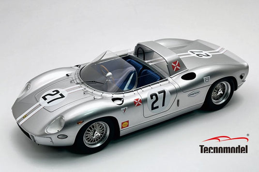 【予約】12月以降発売予定FERRARI 330P 4.0L V12 スパイダー 27号車 セブリング12時間 1965 チャーリー・コルブ ジョン・フルプ シルバーホワイト/ TECNOMODEL 1/18 ミニカー