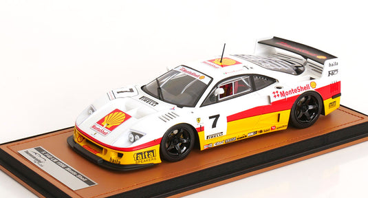 FERRARI F40 LM チームSHELL N7 レンダリングエディション 1996 ブラックリム ショーケース付き ホワイトイエローレッド 80台限定/ Tecno 1/18 ミニカー