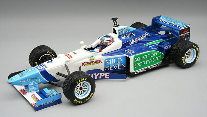【予約】2026年発売予定BENETTON F1 B196 チーム RENAULT N 4 スペインGP レインタイヤ (フィギュア付) 1996 G.ベルガー ホワイト ライトブルー グリーン/ Tecno 1/18 ミニカー