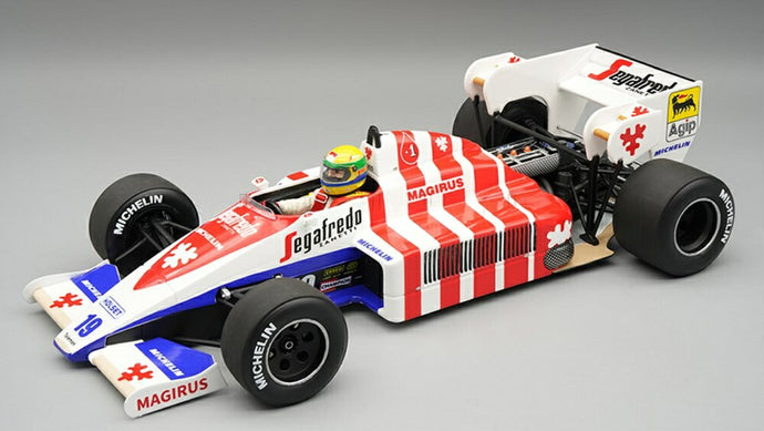 【予約】2026年発売予定TOLEMAN F1 TG184 HART TURBO N19 ポルトガルGP3位 1984 アイルトンセナ ホワイトレッドブルー/ Tecno 1/18 ミニカー