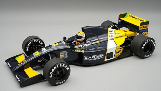 MINARDI F1 M191 フォード #23 モナコGP (フィギュア付き) 1991 ピエルルイジ・マルティーニ ブラック/イエロー/ホワイト / Tecno 1/18 ミニカー