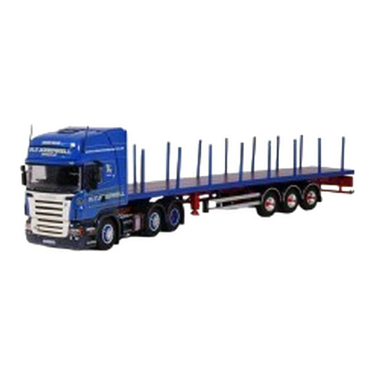 スカニア Scania Rシリーズ Topline 6x2 フラットベッドトレーラー KEEDWELL仕様 / TEKNO 1/50 ミニカー トラック模型