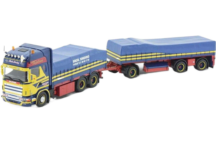 Brdr Sinding Scania 4シリーズ トップライン フラットベッドトラック・トレーラー / Tekno 1/50 建設機械模型 工事車両