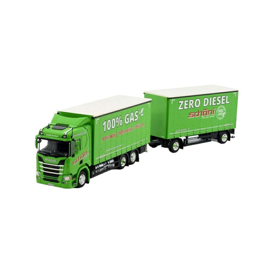 Tekno Sch?ni Scania 次世代Rシリーズ 2軸トレーラー付き自動車 LNGタンク 82493 トラック1/50 建設機械模型 工事車両