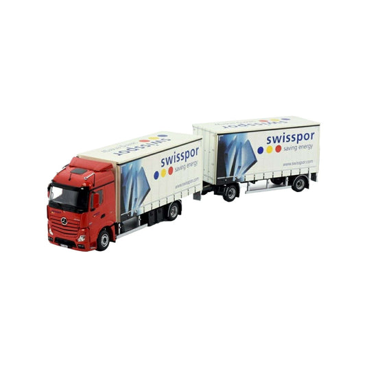 Tekno Swisspor Mercedes Benz Actros ビッグスペース 4x2 剛体トラック 2軸トレーラー付き 82612 トラック1/50 建設機械模型 工事車両